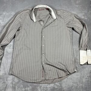 Robert Graham Shirt Mens Large XL Houndstooth Long Sleeve Embroidered Dress